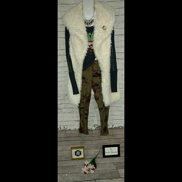 Lucky Brand Floral Army Green Linen Cargo Pants - Picture 1 of 7